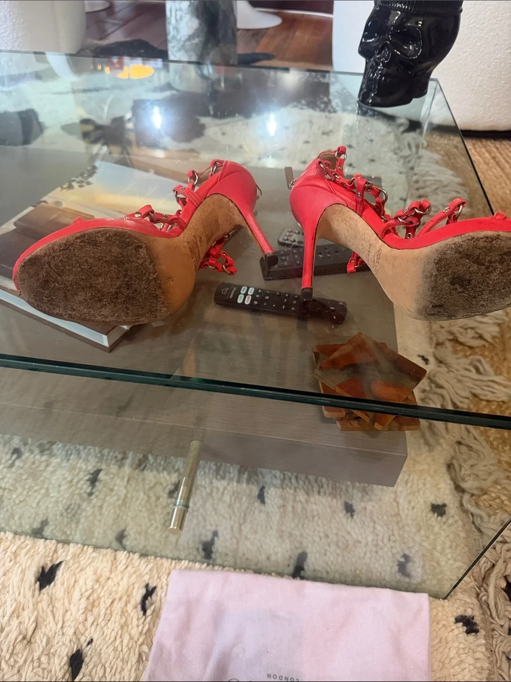 Jimmy Choo Red Studded Strappy Gladiator Heels